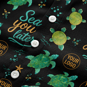 sea turtles & starfish sea you later cartoon hawaiian shirt
