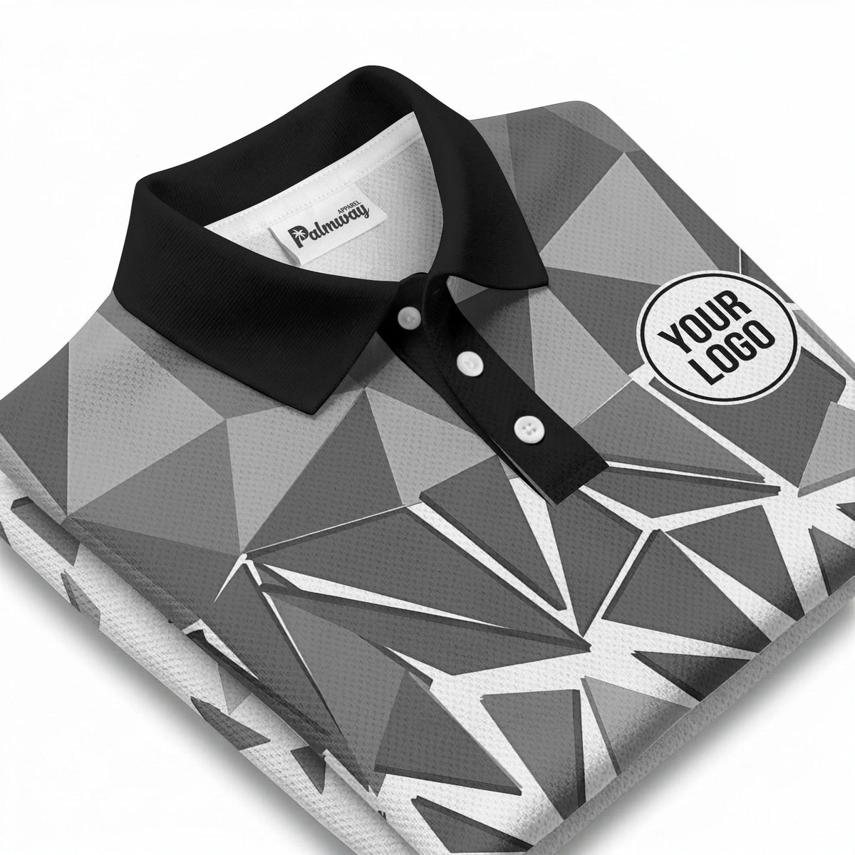 sharp monochrome geometric triangles polo shirt
