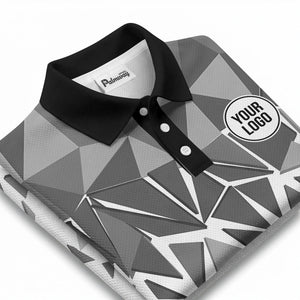 sharp monochrome geometric triangles polo shirt