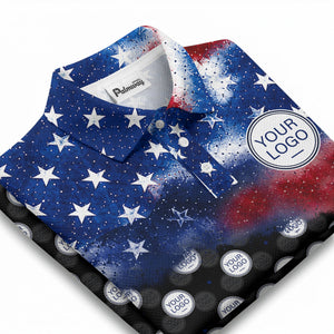 stars & stripes american flag custom logo all over print polo shirt