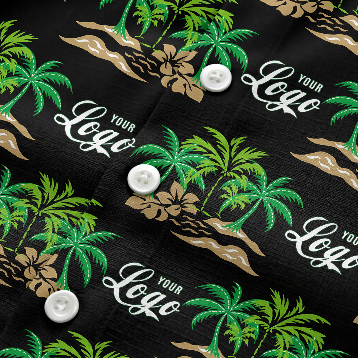 vintage palm tree oasis with monogrammed logo repeat hawaiian shirt
