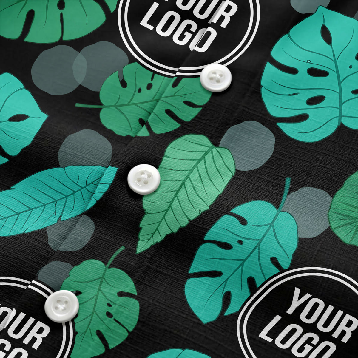 watercolor monstera leaf repeat & signature logo hawaiian shirt