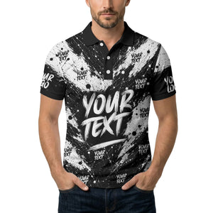 abstract splatter paint with customizable text artistic polo shirt