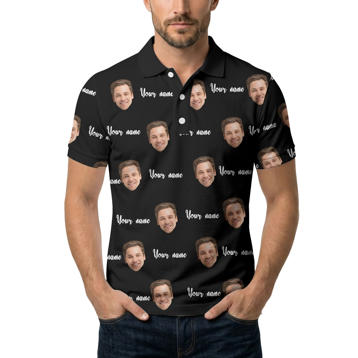 custom face portrait repeat polo shirt
