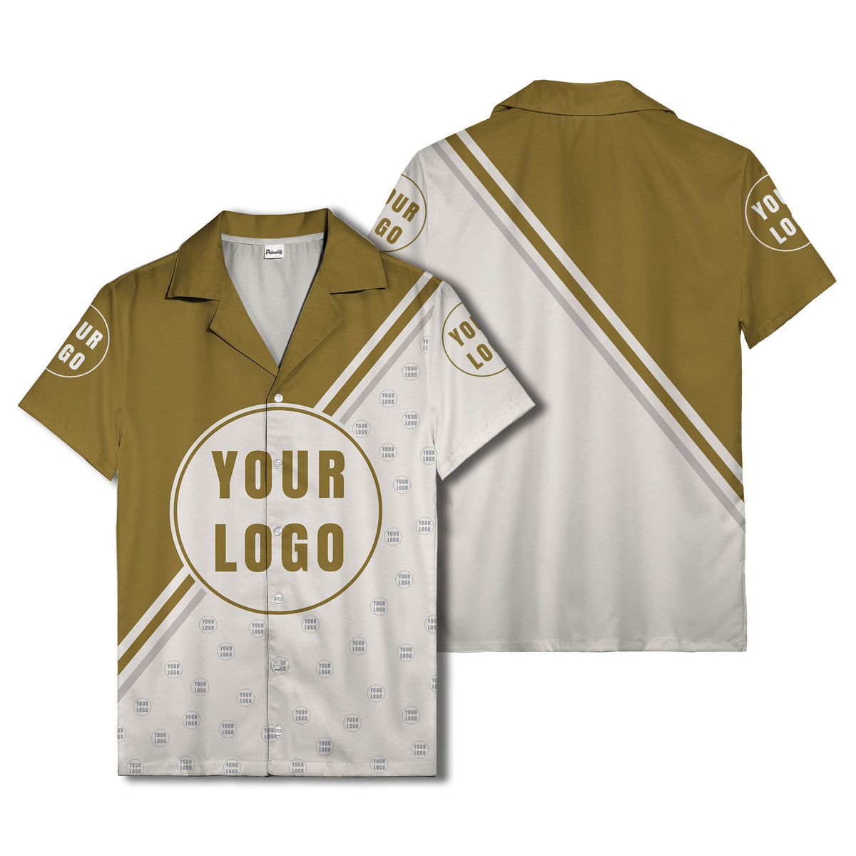 custom logo circles & diagonal stripes minimalist hawaiian shirt for men