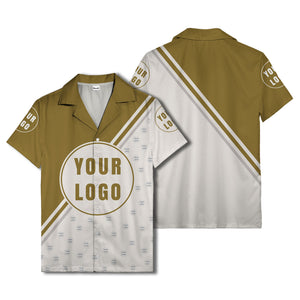 custom logo circles & diagonal stripes minimalist hawaiian shirt for men