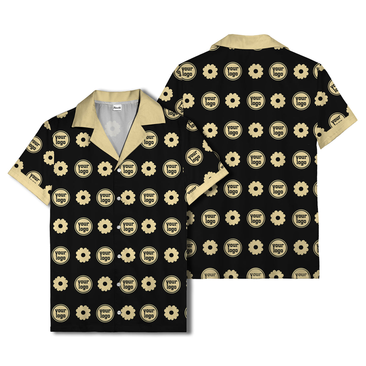 custom logo daisy repeat pattern hawaiian shirt for men