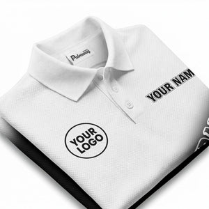 custom logo & name black white gradient corporate polo shirt