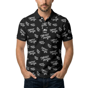 custom logo repeat typography minimalist polo shirt