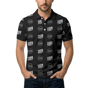 custom logo & text repeat pattern personalized polo shirt