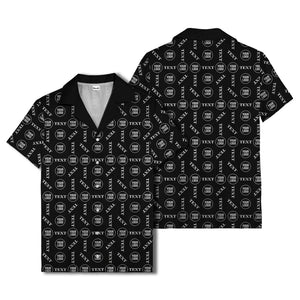 custom text & logo repeat pattern hawaiian shirt