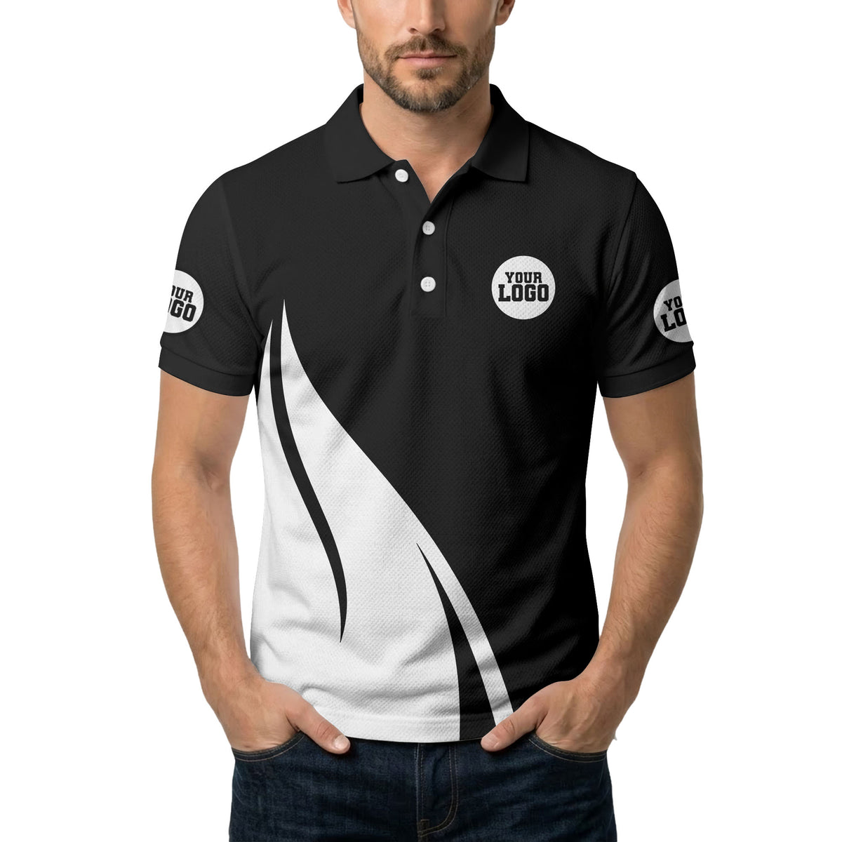 diagonal stripe custom logo modern graphic polo shirt