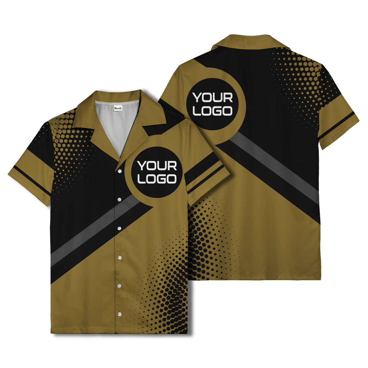diagonal stripe logo modern hawaiian shirt