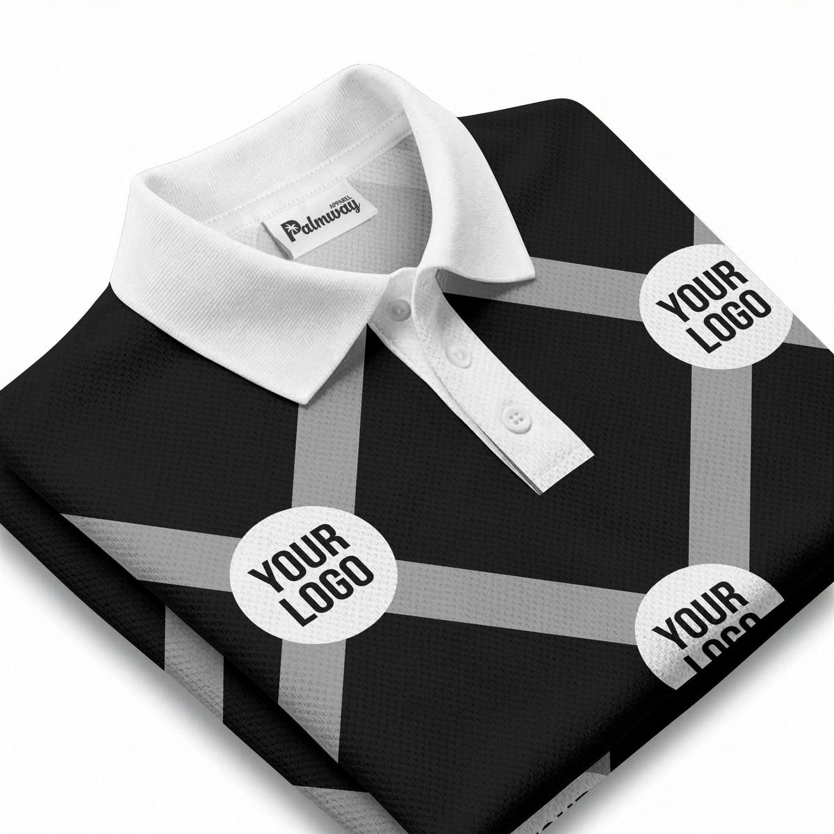 diagonal stripes & repeating custom logo polo shirt for men
