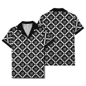 diamond repeat logo geometric hawaiian shirt for men