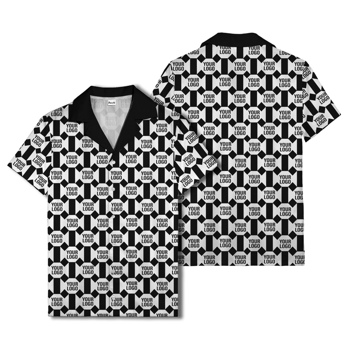 geometric grid logo repeat pattern modern graphic hawaiian shirt