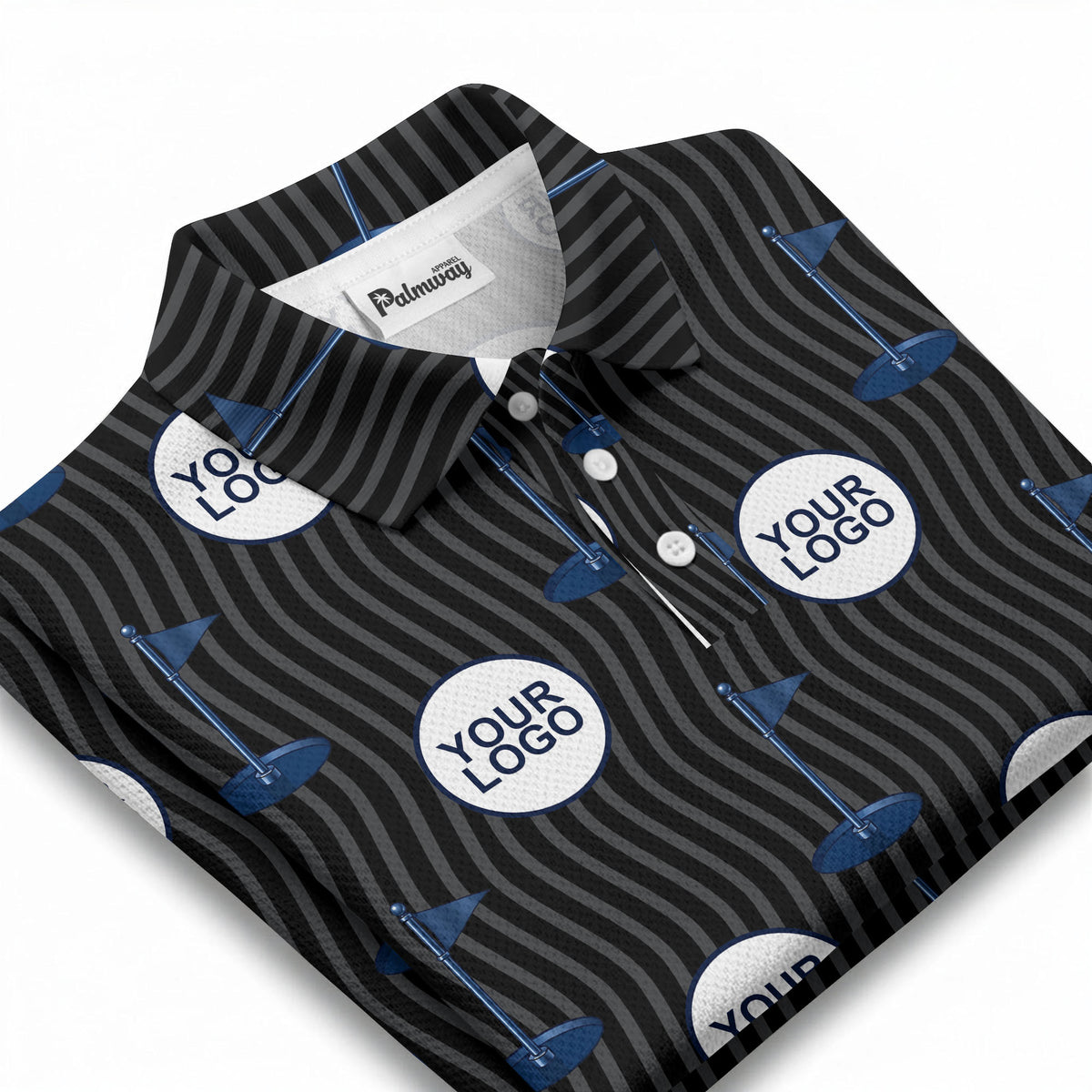 golf flag logo repeat pattern country club golf polo shirt