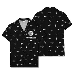 helicopter silhouette repeat military graphic hawaiian shirt for men