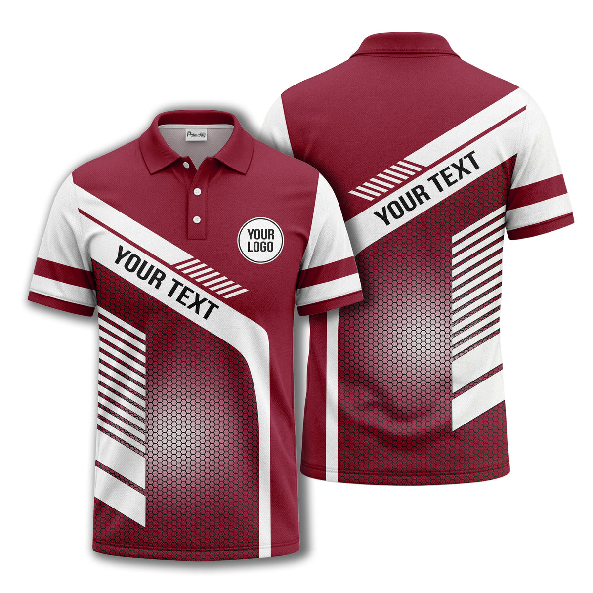 hexagon diagonal stripe geometric custom logo modern polo shirt