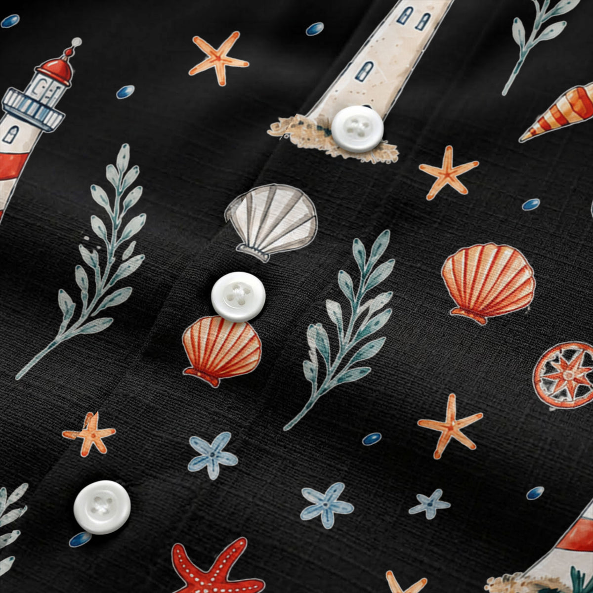 lighthouses sailboats seashells watercolor nautical hawaiian shirt for men