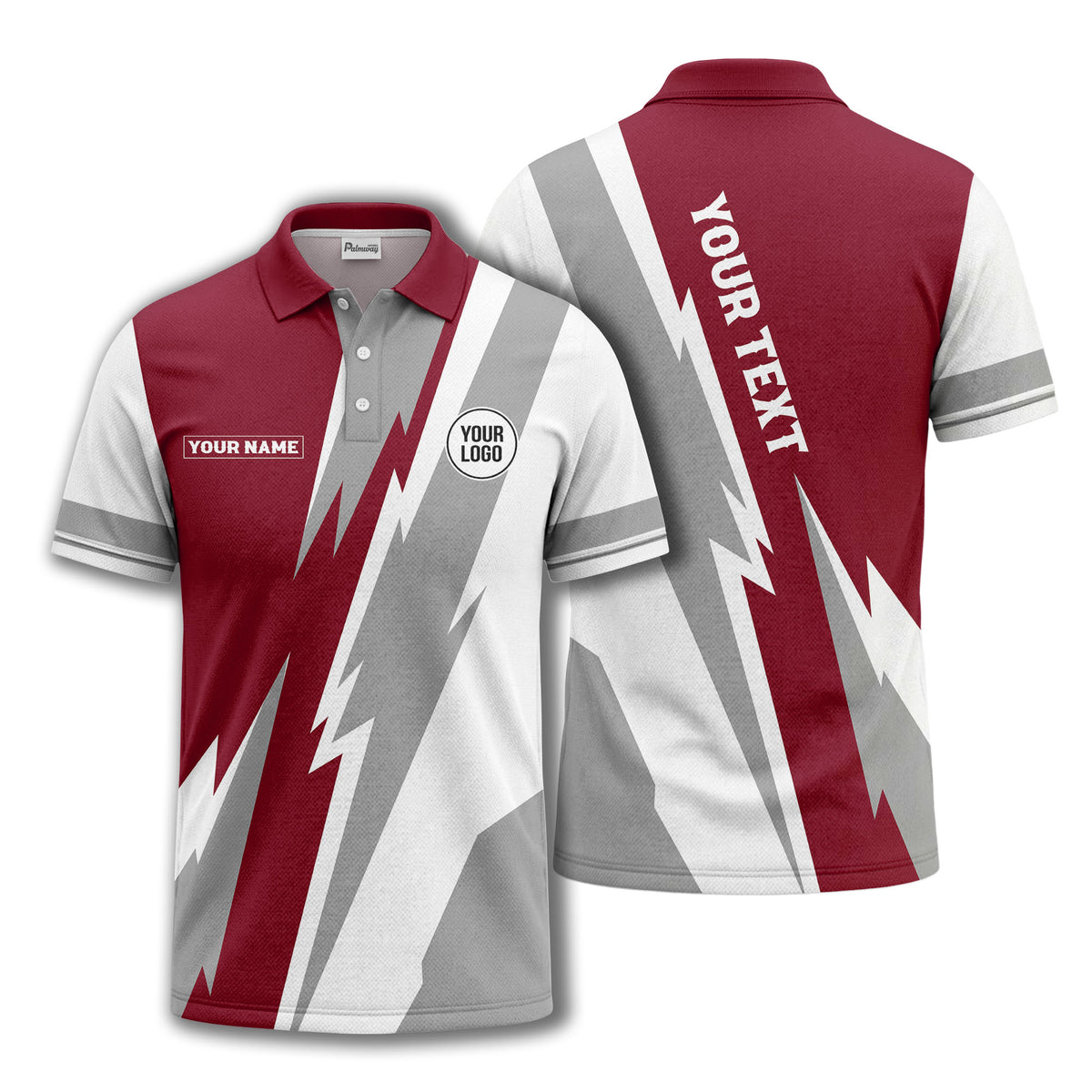 lightning bolt & geometric stripes polo shirt for men