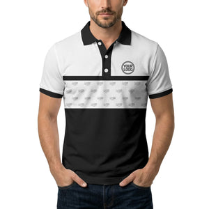 monochrome custom logo repeat stripe polo shirt for men