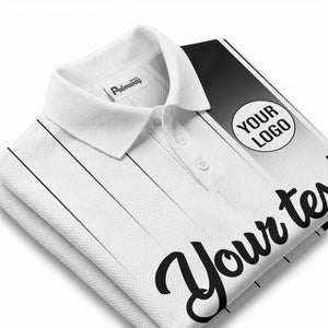 monochrome gradient vertical stripes with custom logo text polo shirt