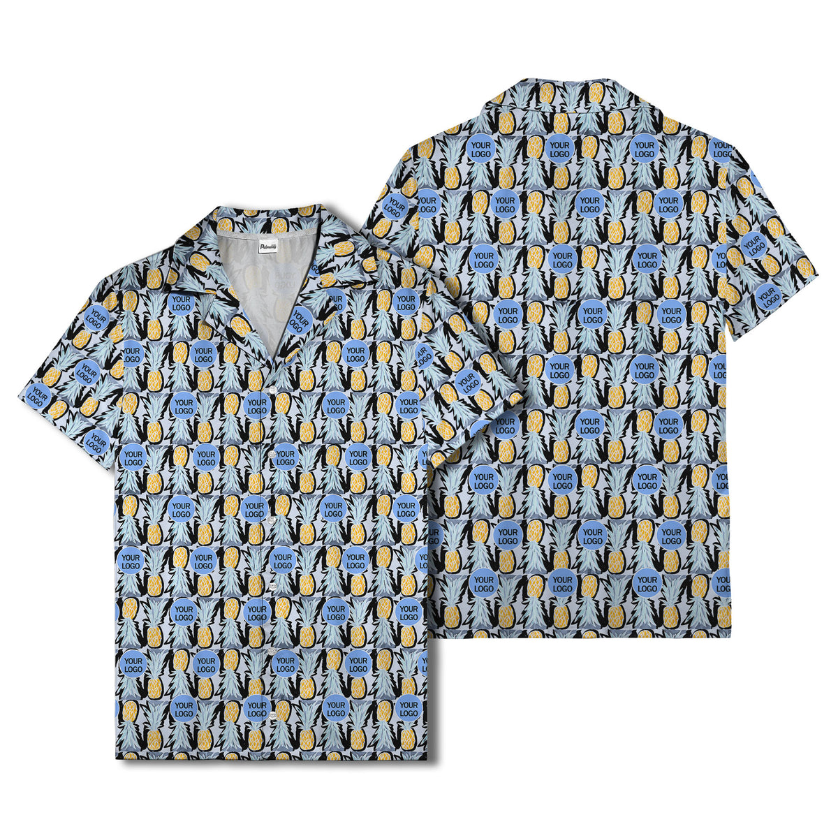 pineapple repeat & custom logo aloha hawaiian shirt