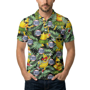 sunglass bananas luau palm leaves polo shirt for men