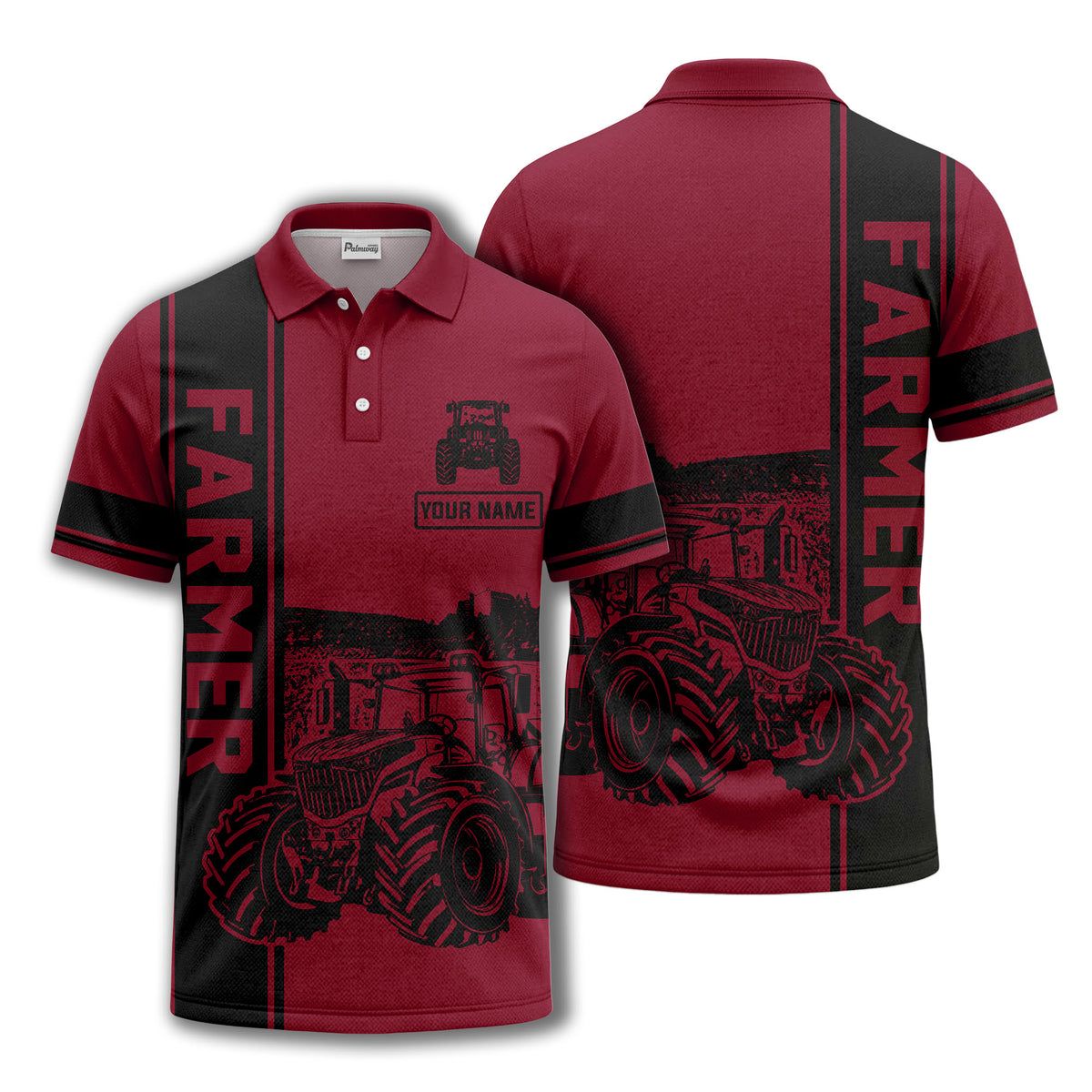 tractor farm scene graphic illustration polo shirt for men