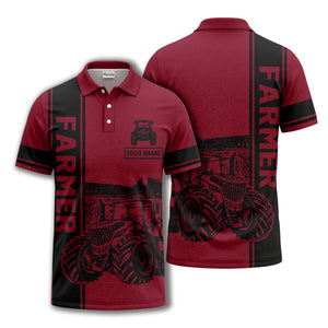 tractor farm scene graphic illustration polo shirt for men