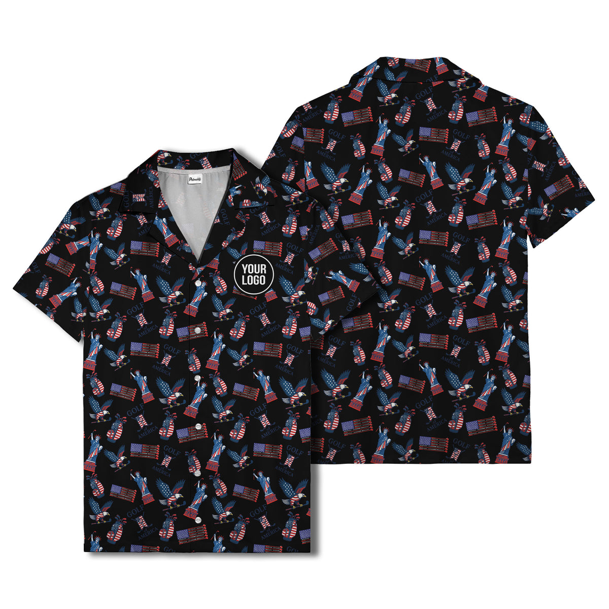 vintage 50s bald eagles & statue of liberty golf hawaiian shirt