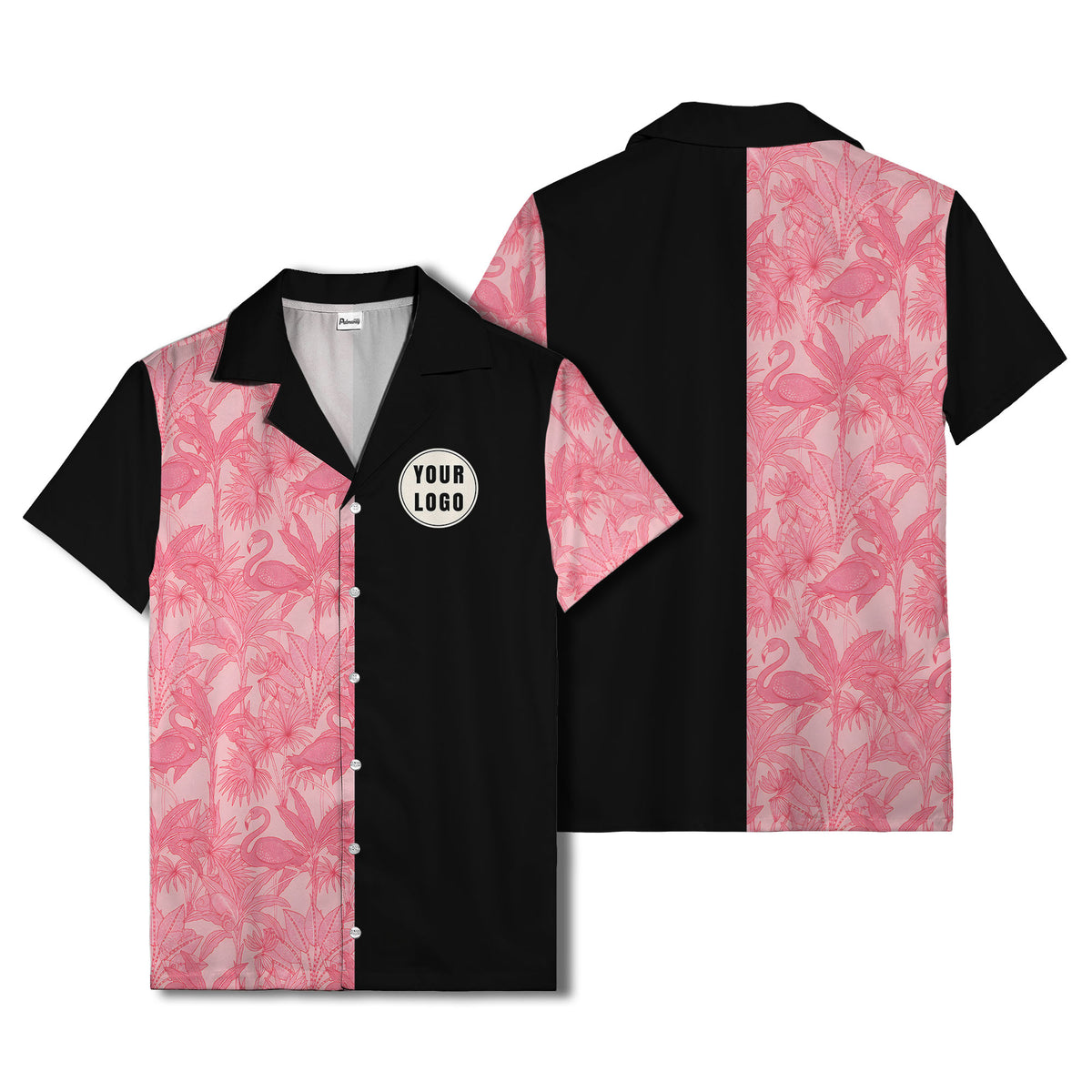 watercolor flamingo pineapple leaf repeat hawaiian shirt for men