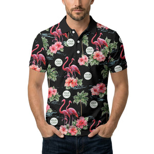 watercolor flamingos & hibiscus palm trees polo shirt for men