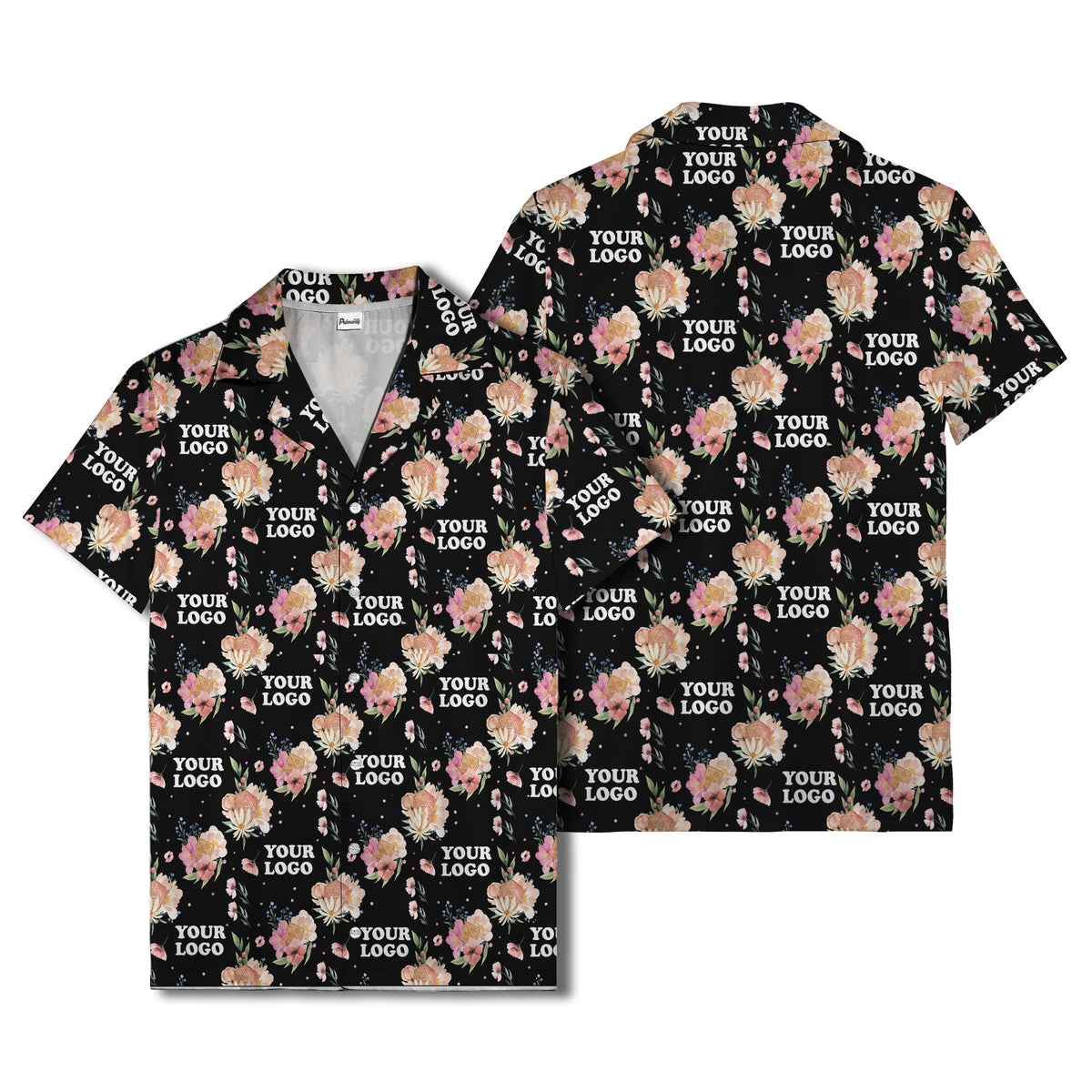 watercolor floral d20 dice hawaiian shirt with custom logo space