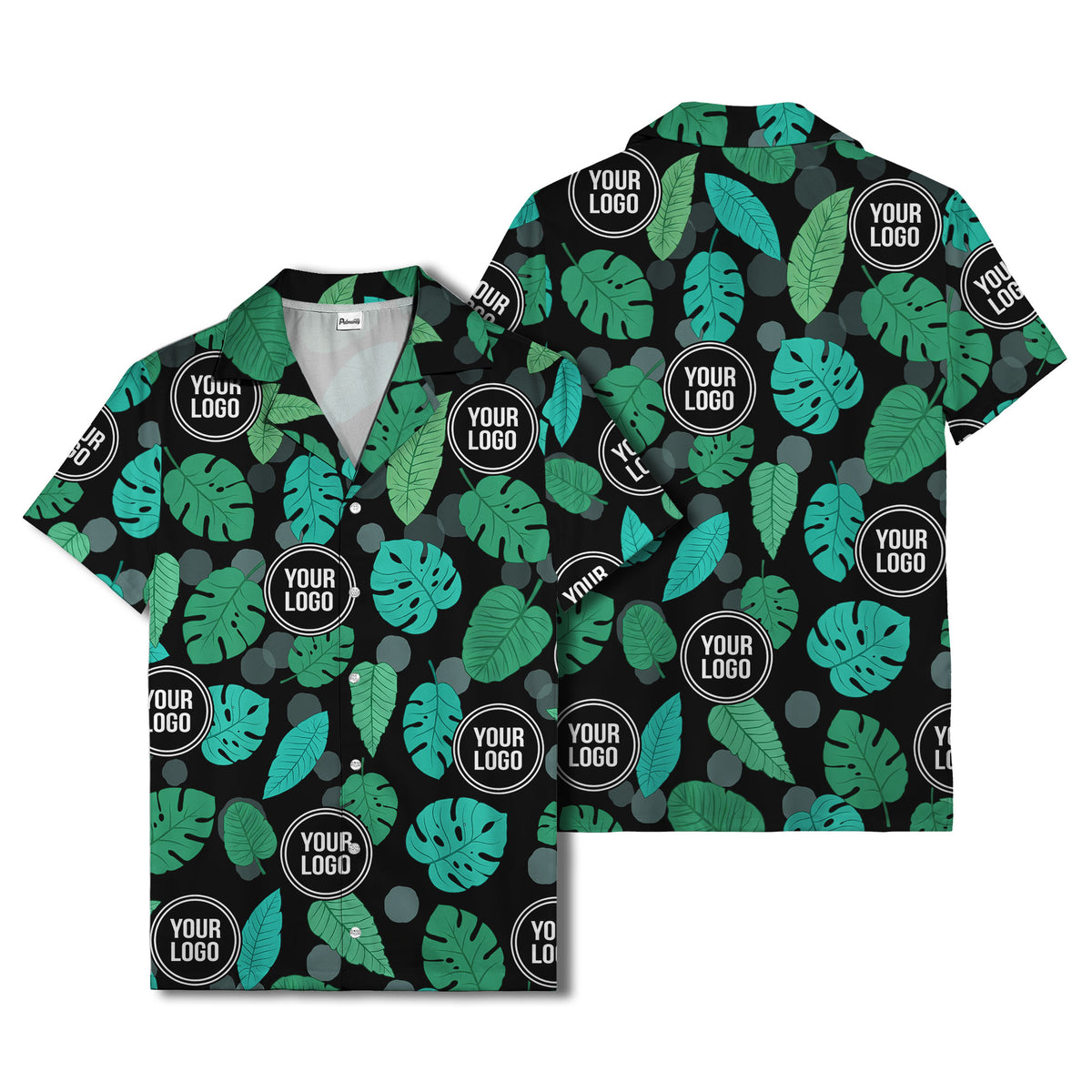 watercolor monstera leaf repeat & signature logo hawaiian shirt