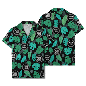 watercolor monstera leaf repeat & signature logo hawaiian shirt
