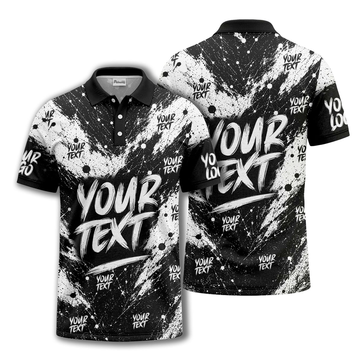 abstract splatter paint with customizable text artistic polo shirt