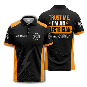 circuit board lightning bolt graphic modern tech polo shirt