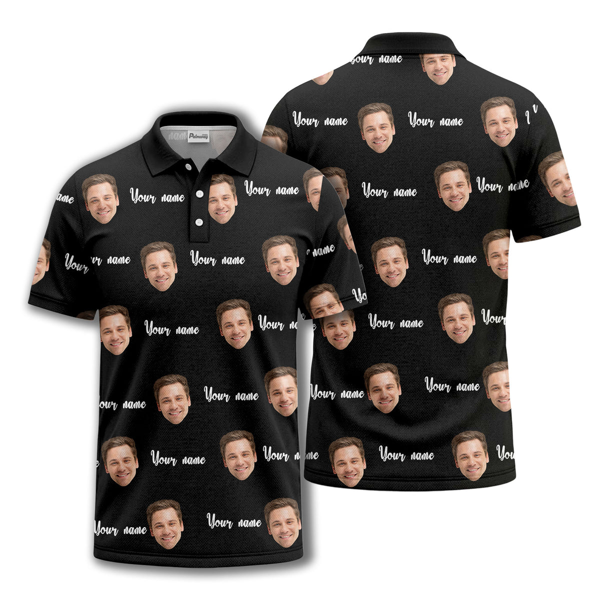custom face portrait repeat polo shirt
