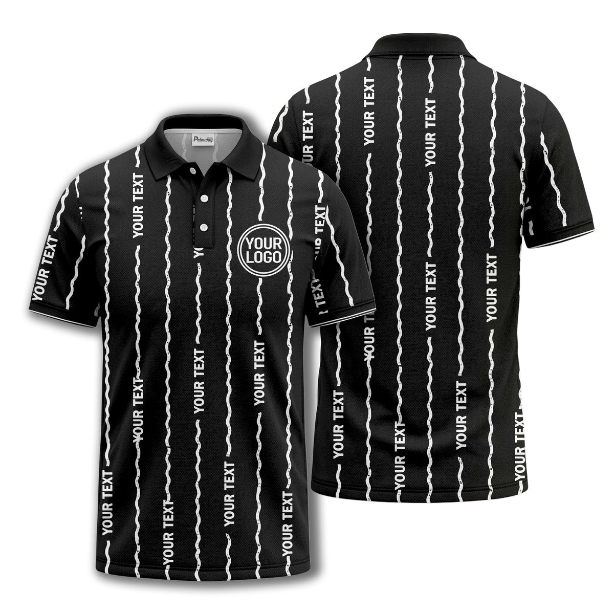 custom logo circle & wavy lines personalized polo shirt
