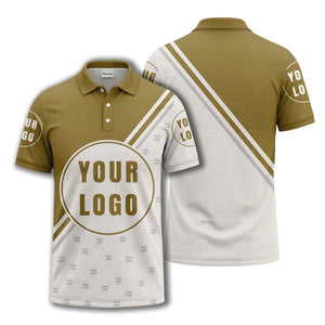 custom logo circles & diagonal stripes all over print polo shirt
