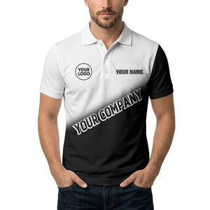 custom logo & name black white gradient corporate polo shirt