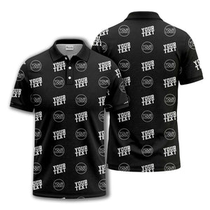 custom logo & text repeat pattern personalized polo shirt