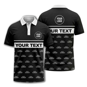 custom monogram logo repeat & text banner all over polo shirt