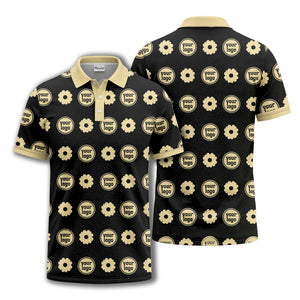 customizable daisy & monogram repeat pattern polo shirt