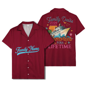 family name script & logo circle personalized hawaiian shirt
