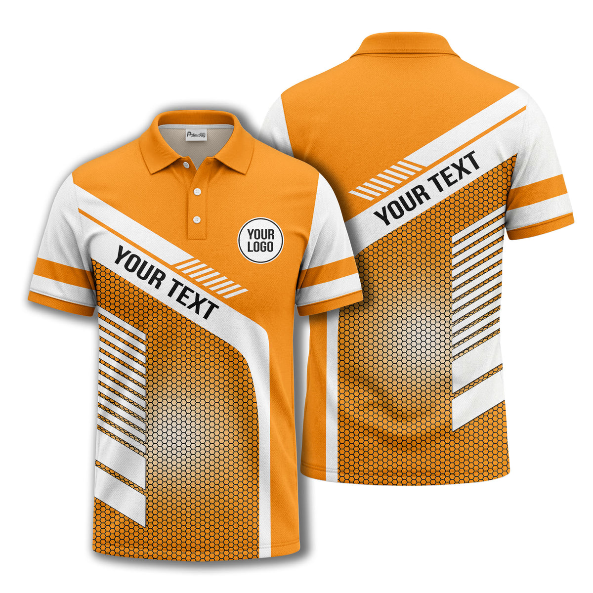 hexagon diagonal stripe geometric custom logo modern polo shirt