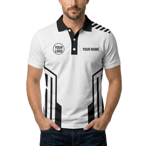 modern black white geometric stripes custom logo polo shirt