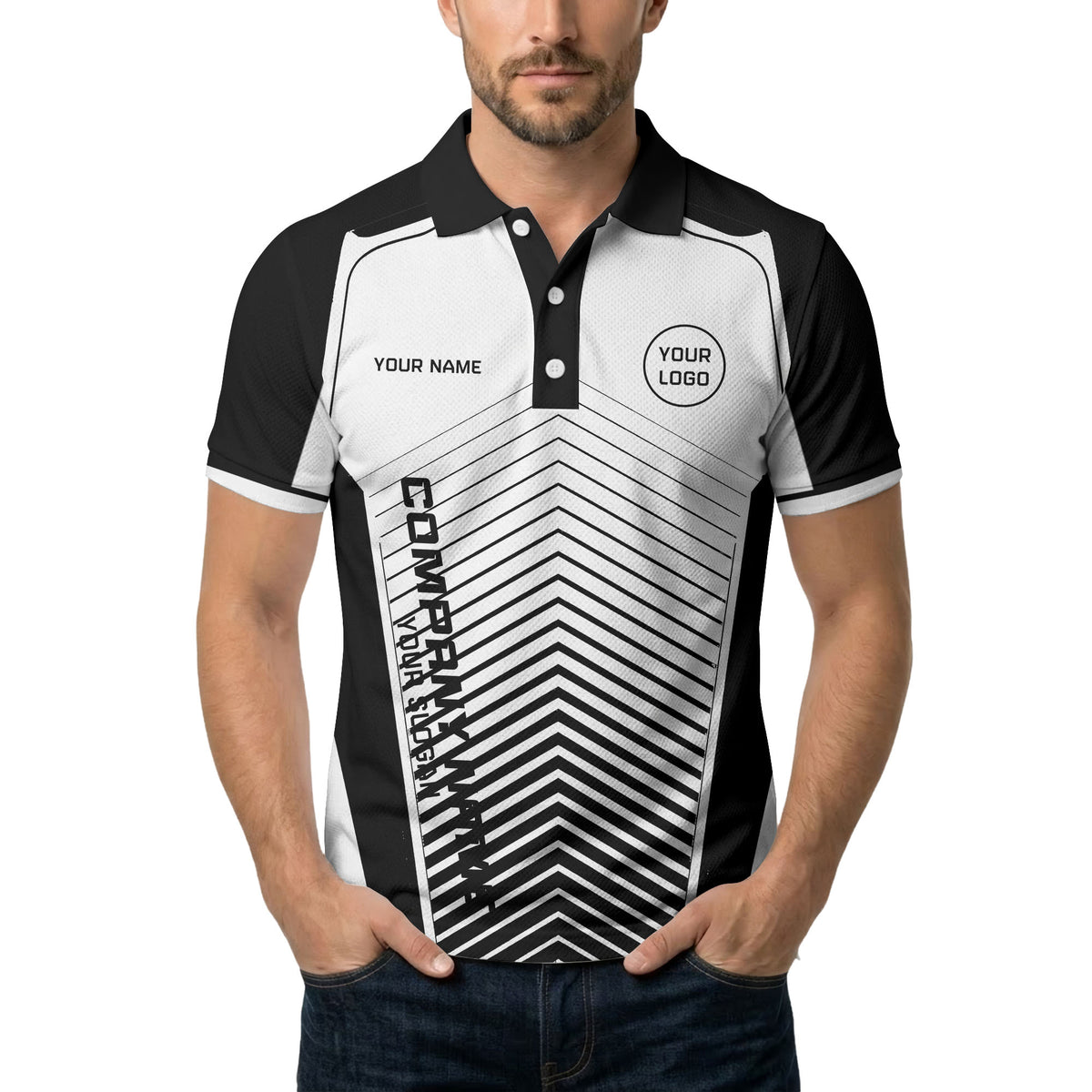 modern chevron stripes personalized logo corporate polo shirt